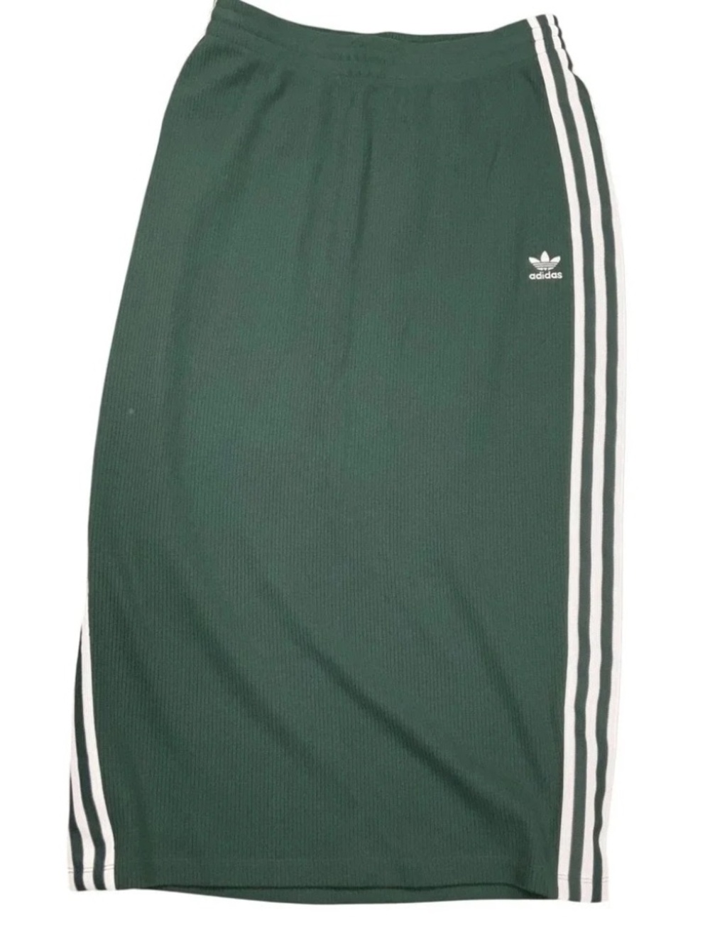 Adidas Midi Skirt Green 3-Stripe Trefoil Ribbed